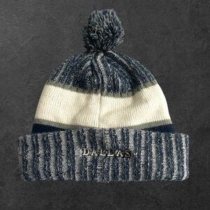 Dallas Cowboys Football Ribbed Cuff Striped Pom Beanie
